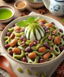 Pâtes au Thé Matcha et Haricots Rouges